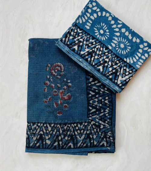 Traditional Bagru Print Kota Saree